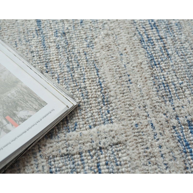 Aspen Hand Tufted Abstract Area Rug, Rectangle 5' x 8', Blue/Ivory