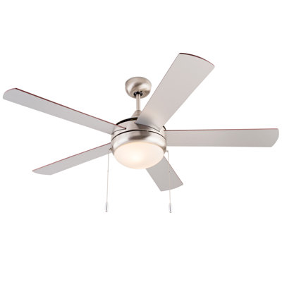 52 inch Ceiling Fans with Lights, Ceiling Fan for Bedroom Livingroom, Remote and Pull Chain Control
