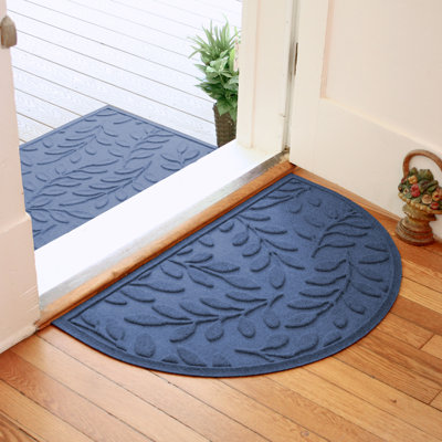 WaterHog Brittney Leaf 24 in. x 39 in. Half Round Indoor Outdoor Doormat