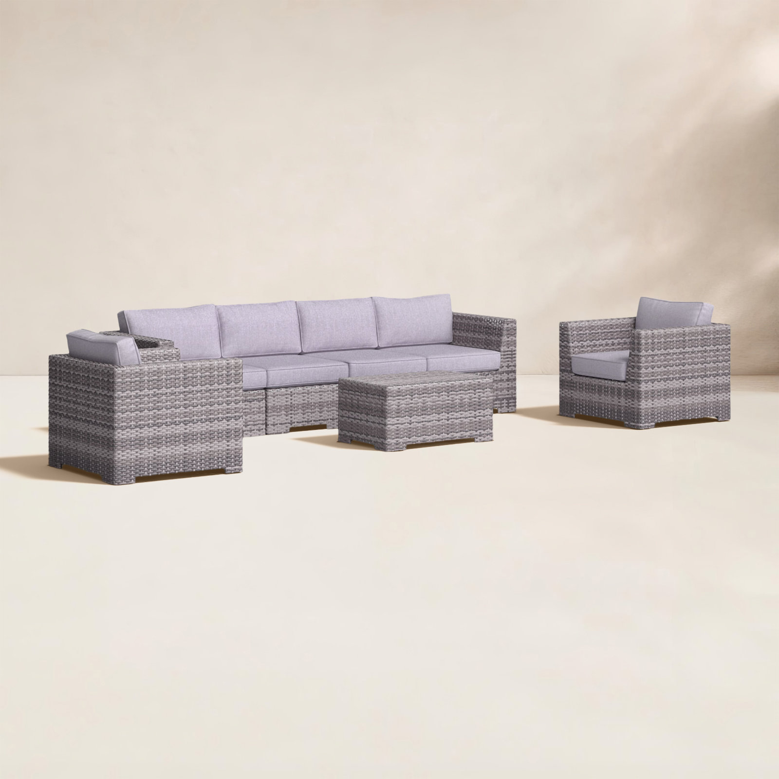 McDougal 6-Person Patio Seating Group, Mixed Gray