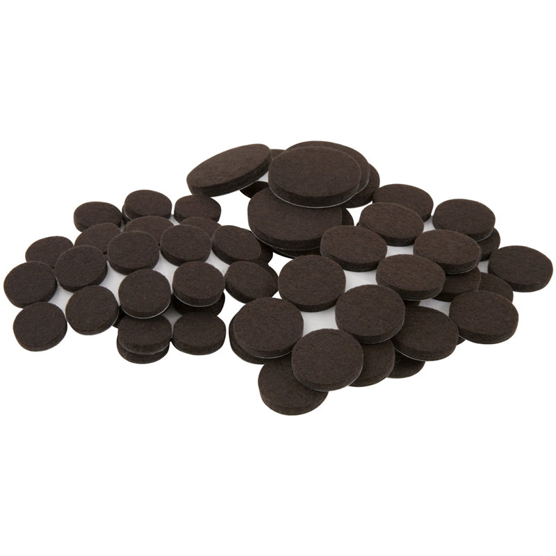 80 Pack Brown Round Self-Stick Felt Pack Assorted Size