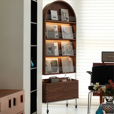 Nut-Brown Modern Solid wood rotating bookshelf