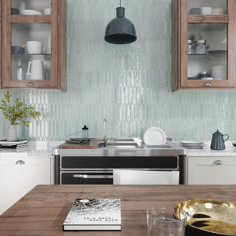 Festa 1.7'' W x 9.6'' L Ceramic Singular Tile, Pistachio Green