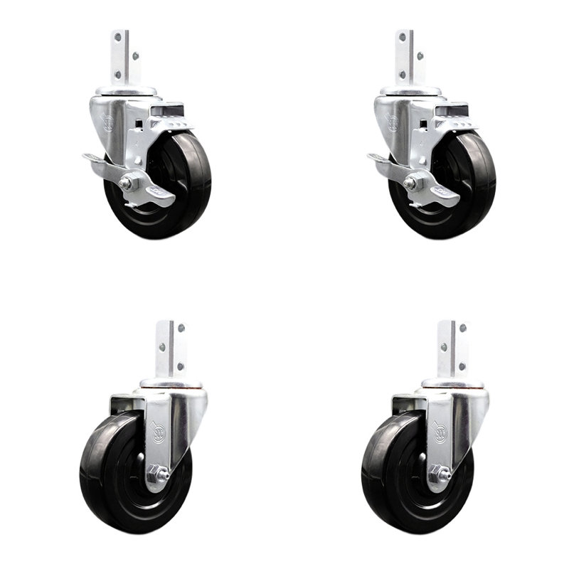 4 Piece Hard Rubber Caster Set