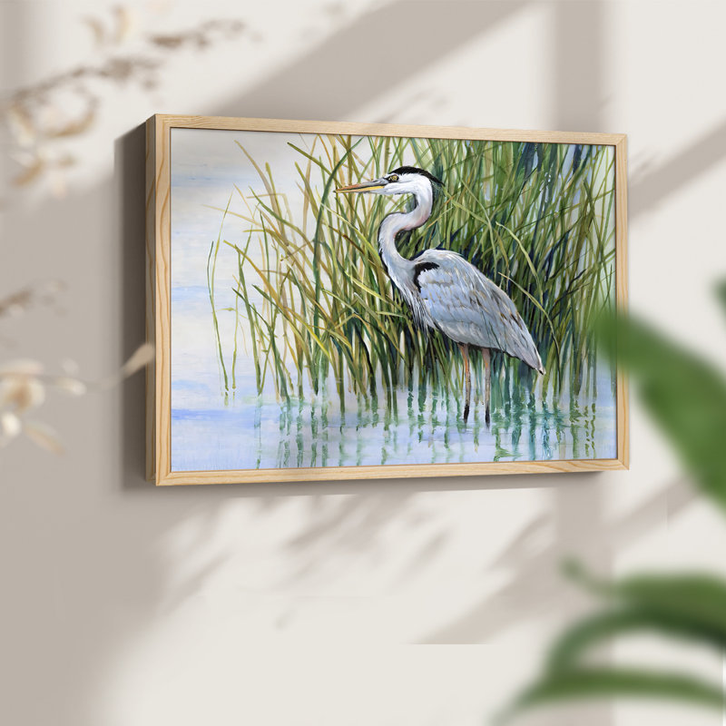 Heron in the Marsh II -Framed Print - Restickable, Naturel, H 11 po x l 14 po