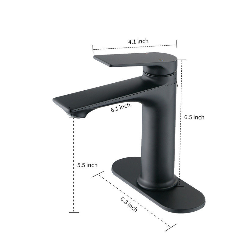 Robinet de lavabo pour salle de bain à poignée simple Modern, Matte Black