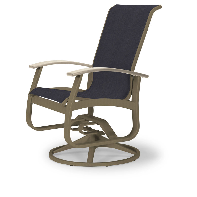 Chaise de patio pivotante Askar, Noir 5D Sunbrella®, Désert P60, Bois de plage texturé