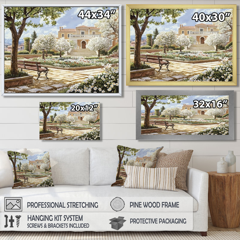 Serene Scenic Gardens In Italy II - Italie, impression d'art mural, H 24 po x l 32 po, Toile tendue, Ne s’applique pas