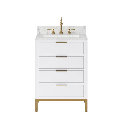 Gervais 24'' Single Bathroom Vanity with Marble Top