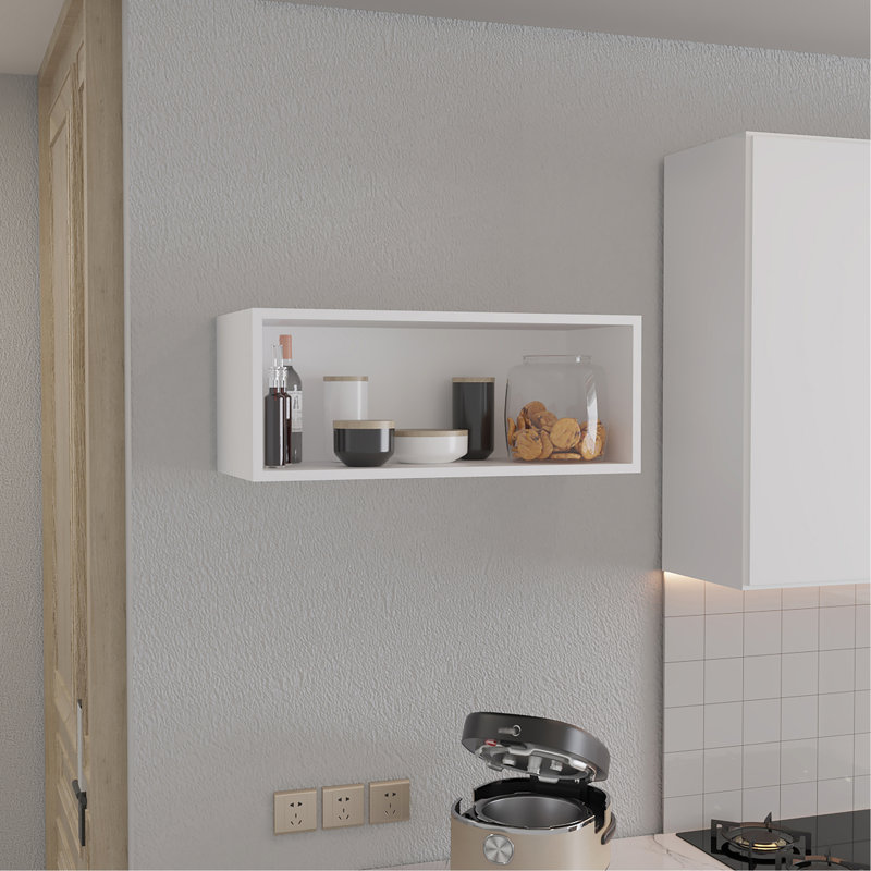 Wally 30" Wide X 12"H Open Wall Cabinet, Wall Shelf, Storage Cabinet, Cube Shelf Bedroom, Office, Living Room, Garage, White