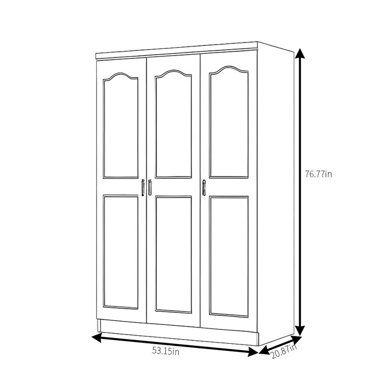 Simple And Classic Wardrobe, 76.77" H x 53.15" W x 20.87" D