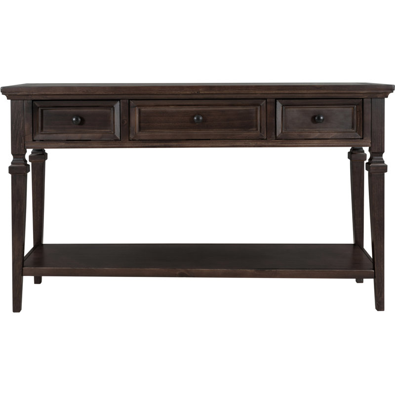 Classic Style Console Table () - Three Drawers & Construction Vintage With Bottom Space , Solid Wood