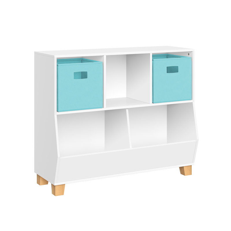 35" White Kids Toy Organizer with Cubbies and Compartments