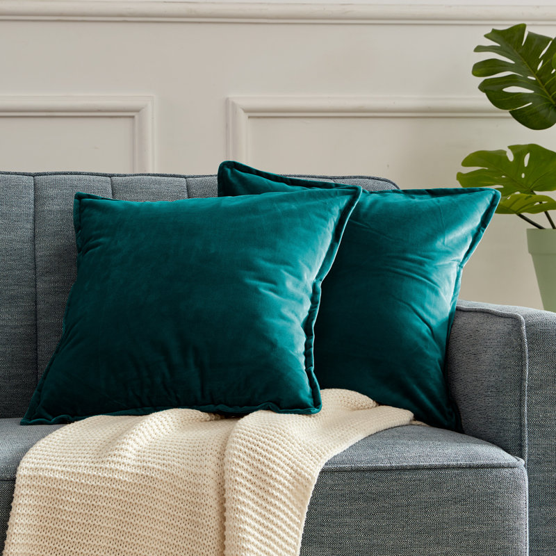 Housse de coussin carré en velours, Vert foncé