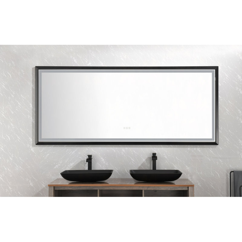 Super miroir de salle de bain à DEL avec lumières, miroir de salle de bain mural avec miroir en métal et miroir à DEL à intensité variable pour le maquillage