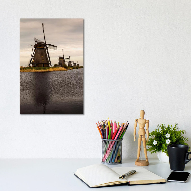 Netherlands, Kinderdijk, Windmills by Mikolaj Gospodarek - Wrapped Canvas Print, 20.32 cm H x 30.48 cm W