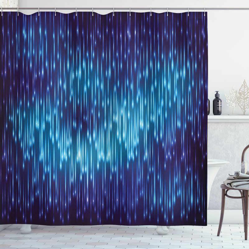 Rideau de douche simple rain with lights décoration, H 75 po x l 69 po