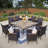 Mariana 8 - Person Wicker Patio Dining Set with Square Table , Cushions Included