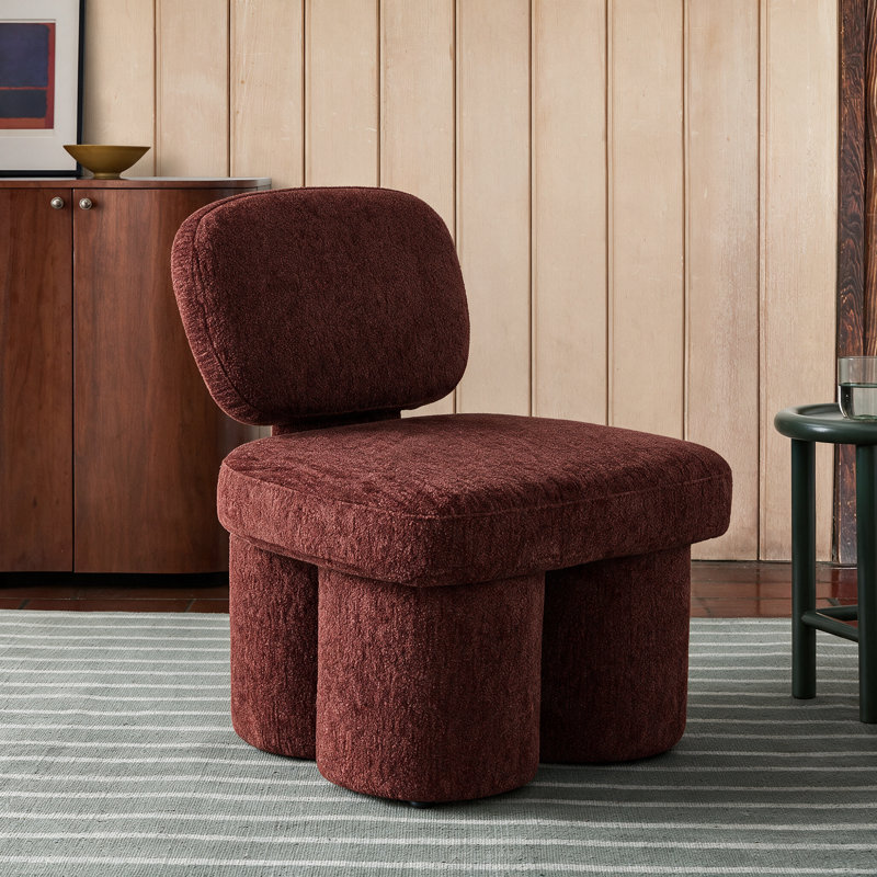 Fauteuil d'appoint sculptural moderne sans accoudoirs, fauteuil lounge rembourré avec base à 3 pieds pour salon et chambre