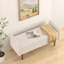 Siège en velours beige avec rangement pratique pour tabouret d'intérieur, polyvalent