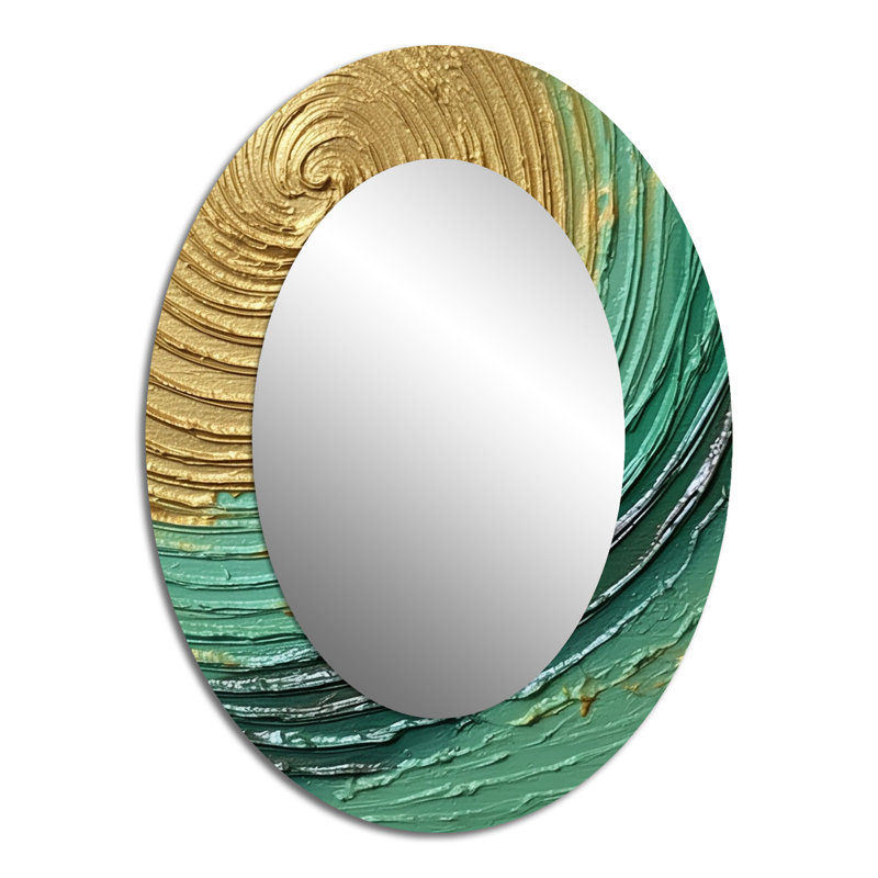 Miroir mural ovale doré et vert, 40 po x 30 po