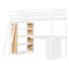 Lit mezzanine avec échelle, tablettes et bureau