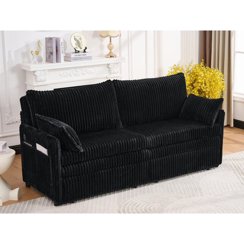 73'' Upholstered Sleeper Sofa, Black