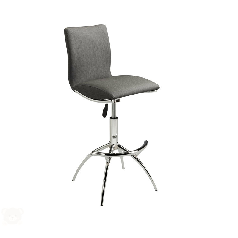 Tabouret de bar moderne à texture réglable en similicuir / chrome, Gris
