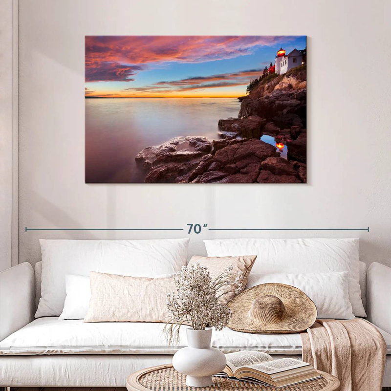 Gillard Bass Harbor Head Lighthouse Sunset, 30" H x 45" W