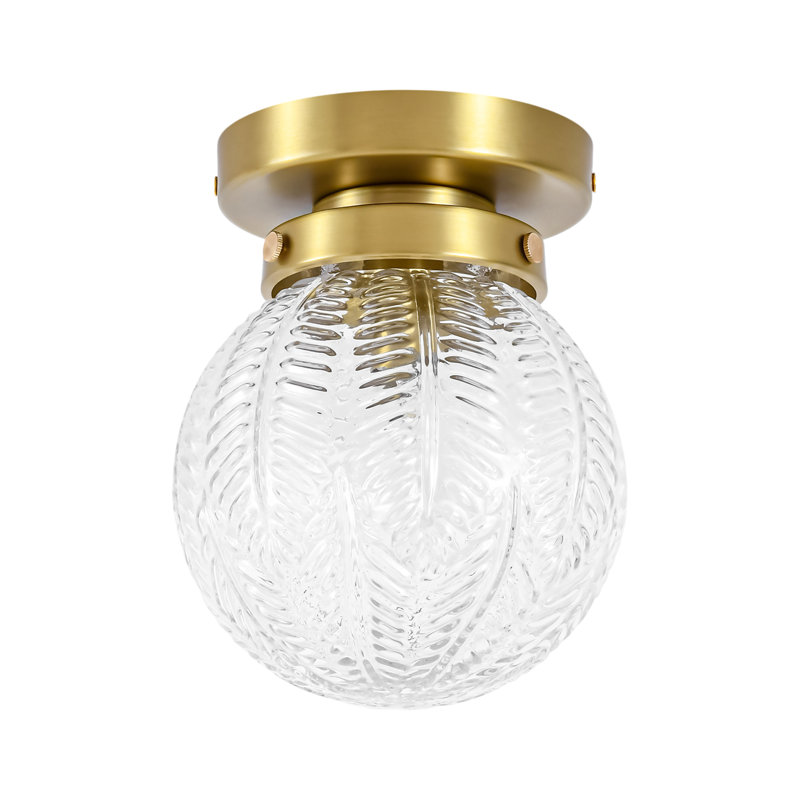 Nicolas 1-Light Leaf Textured Glass Semi Flush Mount Ceiling Light