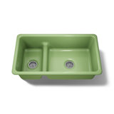 Iron Tones 33" L x 18.75" W Large/Medium Double-Bowl Kitchen Sink