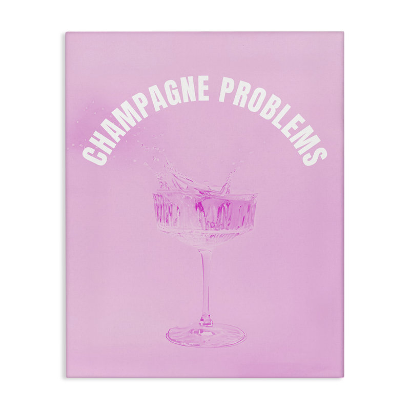  "Champagne problèmes", art mural sur toile par House of Lulu, H 48 po x l 36 po