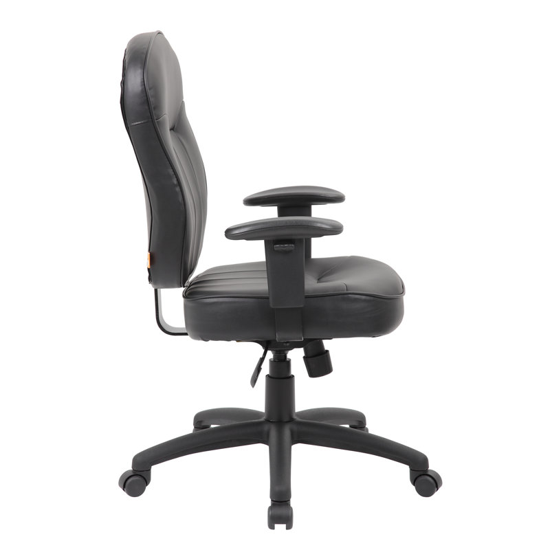 Boss 26'' Adjustable Black LeatherPlus Task Chair with Swivel