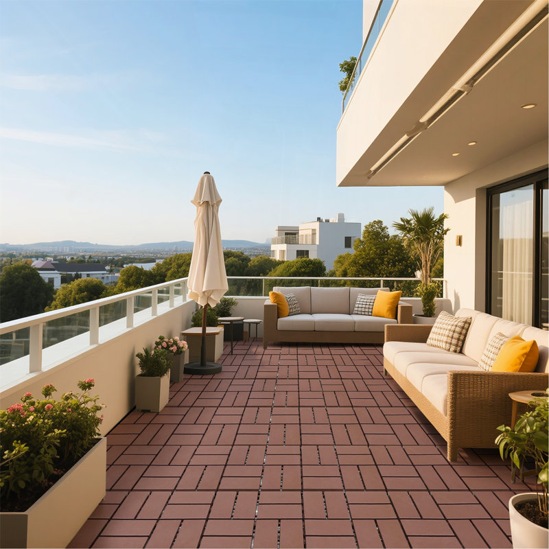 Plastic Interlocking Deck Tiles, Brown