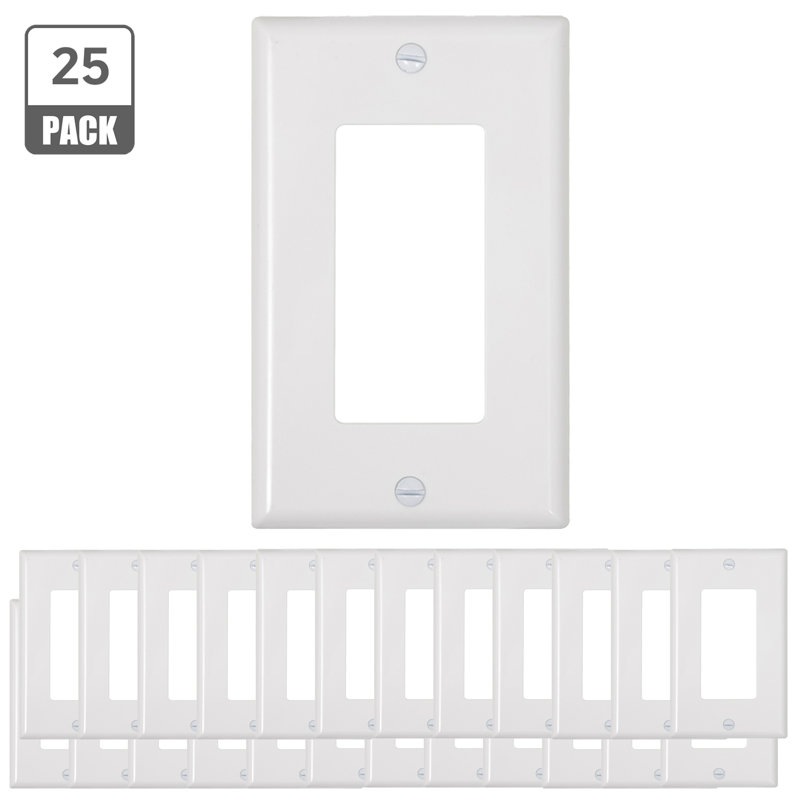 White Rectangular Plastic 1-Gang Decorator Wall Plate