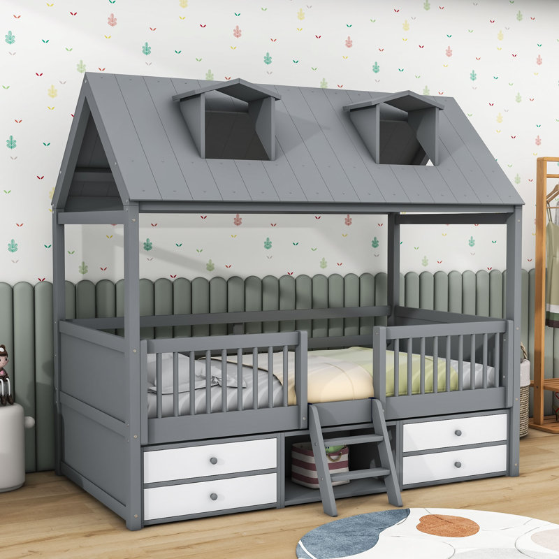 Elderen Kids with Drawers, Twin, Gray