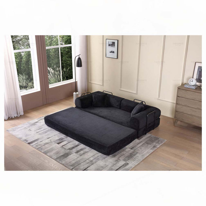 Convertible Sleeper Sofa Bed ,Folding Mattress Couch, Black