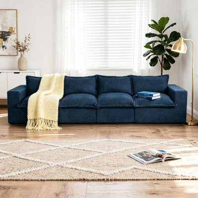 Upholstered Chenille Modular Sectional Sofa with Cushion Back– Fully Compressed, No Assembly Required
