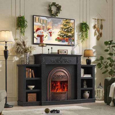 Foyer électrique de 78 pouces avec manteau, meuble télé avec foyer pour téléviseurs jusqu'à 90 pouces