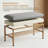 32" Linen Upholstered Bench with Open Storage Shelf, Metal Legs, 300 LB Capacity, Modern Bedroom & Entryway Accent-1065291469