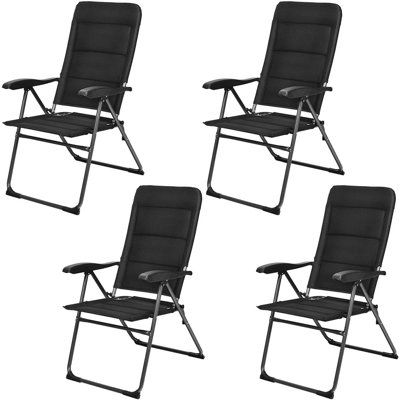 Ensemble de 4 chaises de patio, chaises pliantes avec dossier réglable, chaises d'extérieur pour bistro, terrasse, cour, fauteuil avec siège rembourré, capacité de 300 lb (4, noir)