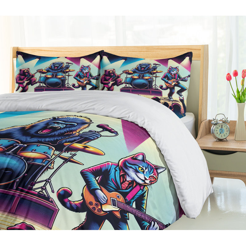 Rocker Animals Duvet Cover, California King Duvet Cover + 2 Standard Shams