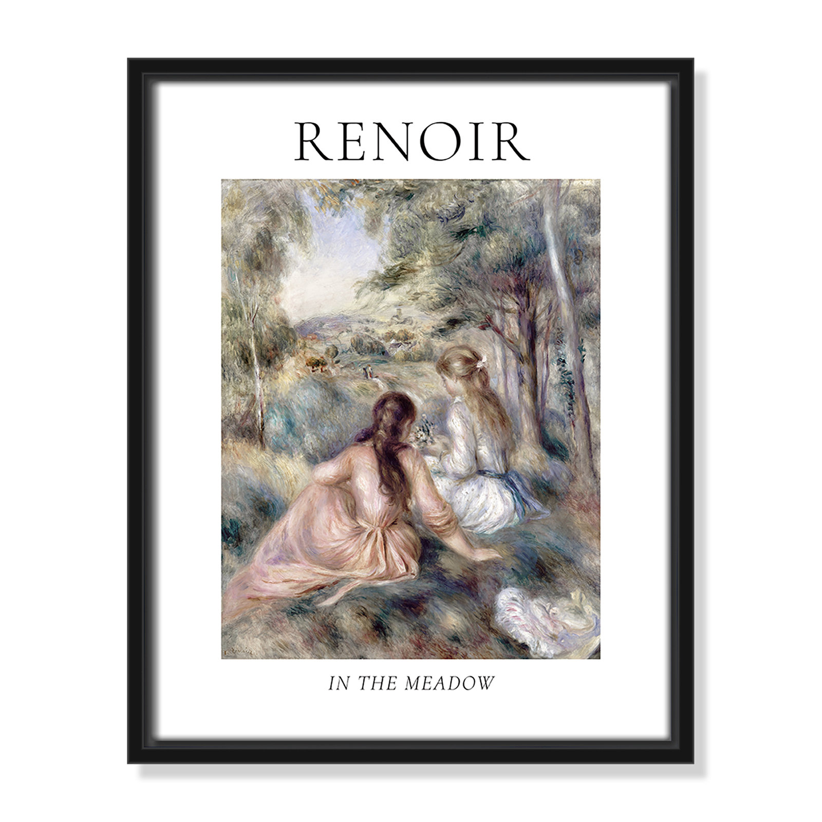 Old Masters Collection " In The Meadow " by Auguste Renoir, No, 15.5" H x 12.5" W x 2" D, Black Floater Frame