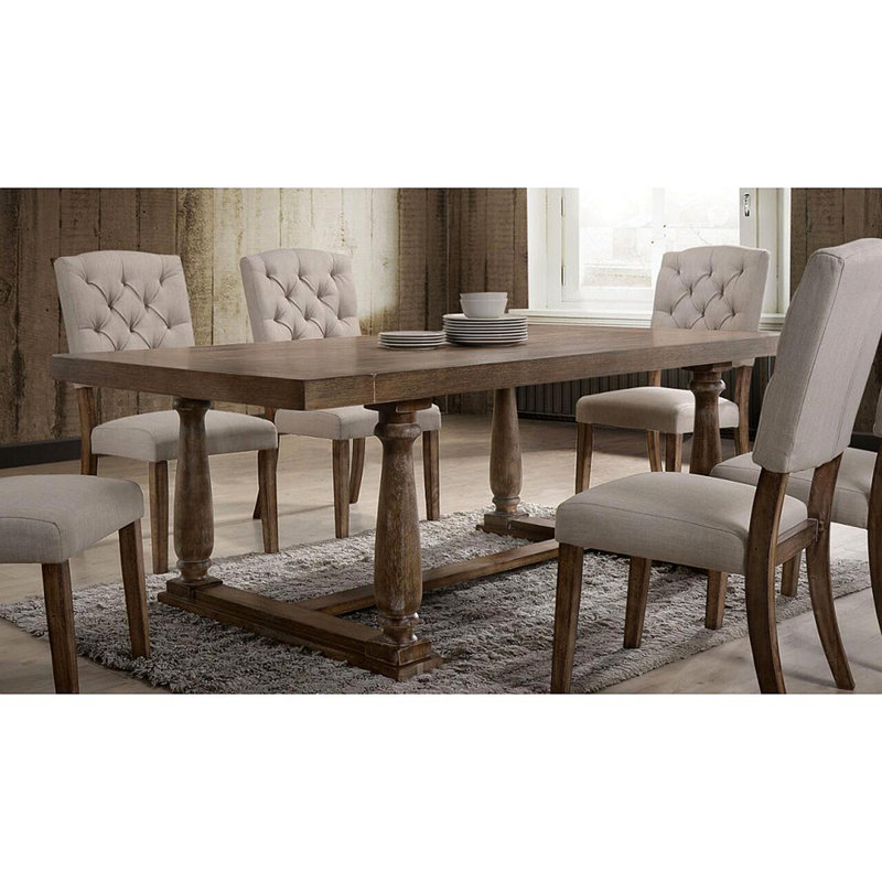 Table de salle à manger rectangulaire L 84,09 po x l 42,09 po Diyon, Brun, H 30,09 po x L 84,09 po x l 42,09 po