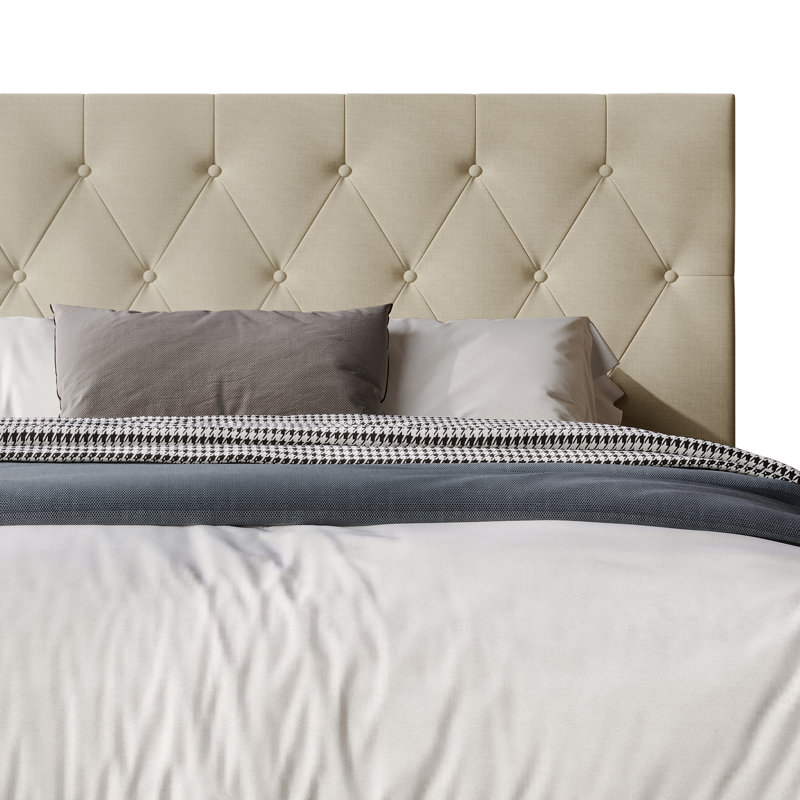 Lit plateforme tapissier Coventry, Lit simple, Beige