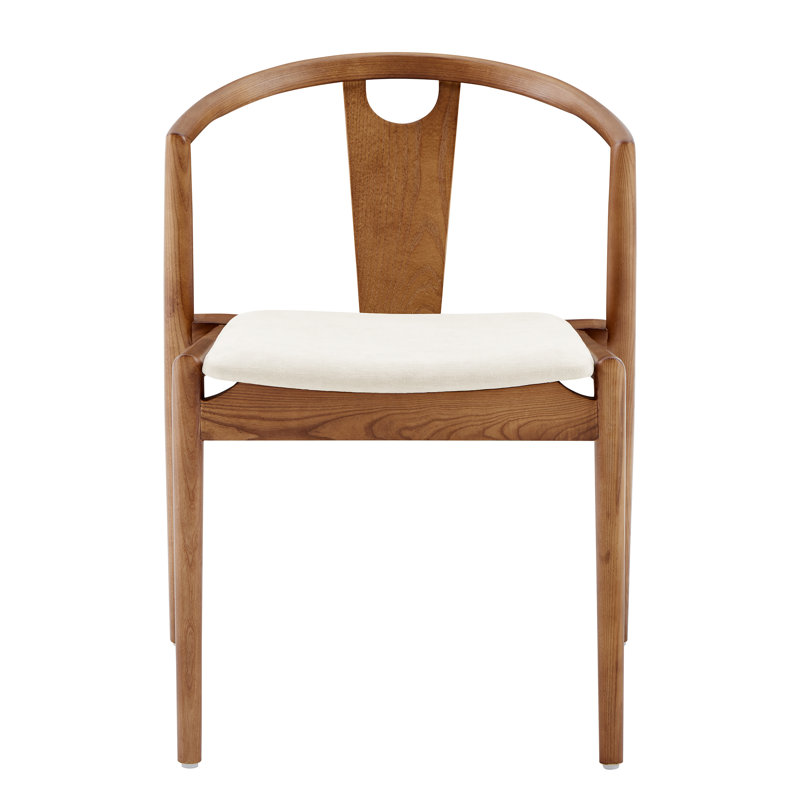 Ambra Upholstered Dining Chair, 1, Natural/Walnut Stained