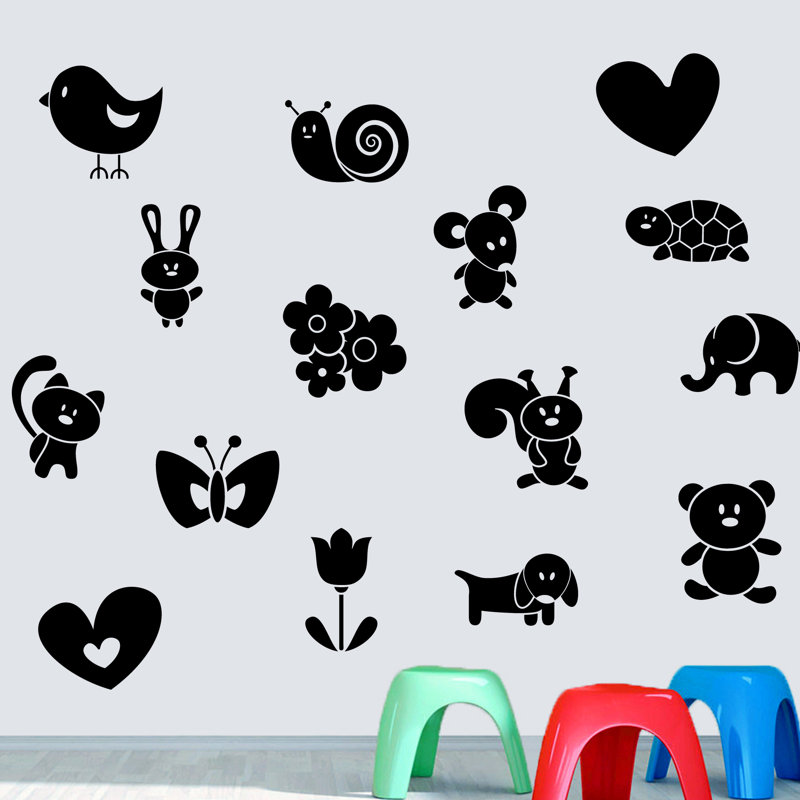 Adhésif décoratif créatures mignonnes Hearon, Noir