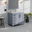 Meuble-lavabo gris patiné 36 po X P 22 po D, décalé à droite et plateau en quartz blanc-117978927