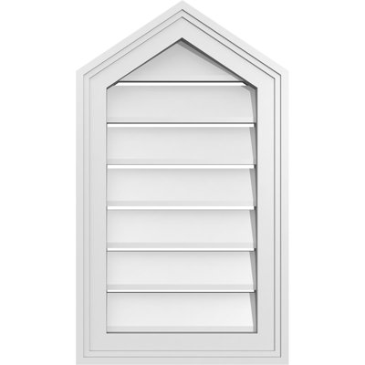 Peaked Top Surface Mount Signature Urethane Functional Gable Vent 8/12 Pitch, Primed Tan