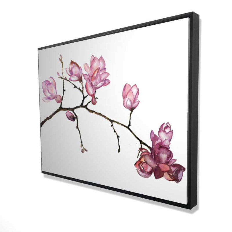 Branche de fleurs de cerisier - Toile encadrée rose pour le salon